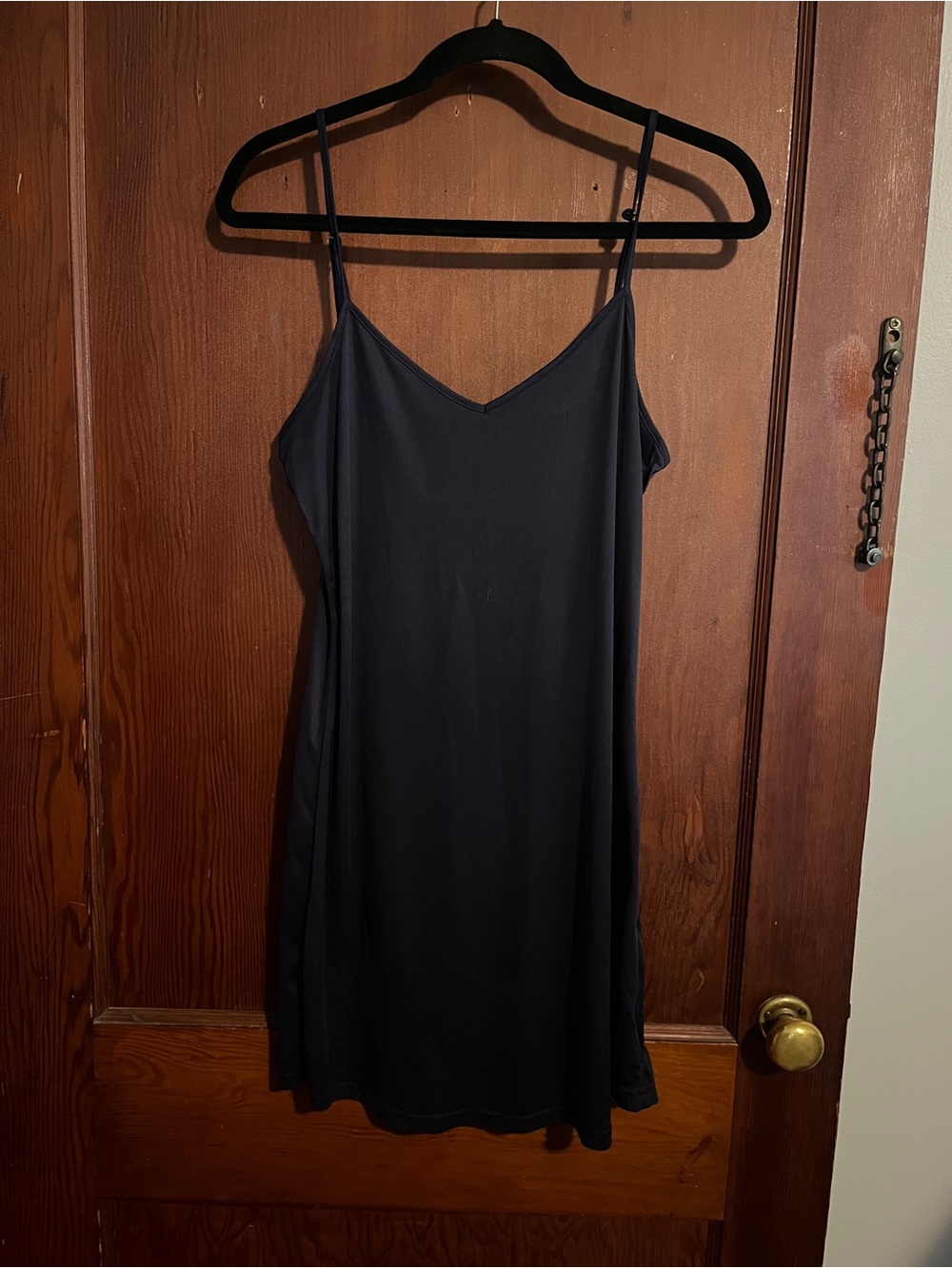 Simple Dark Blue Slip Dress - Spaghetti Strap